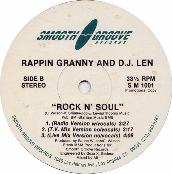 Rappin' Granny And D.J. Len : Rock N' Soul (12", Promo)