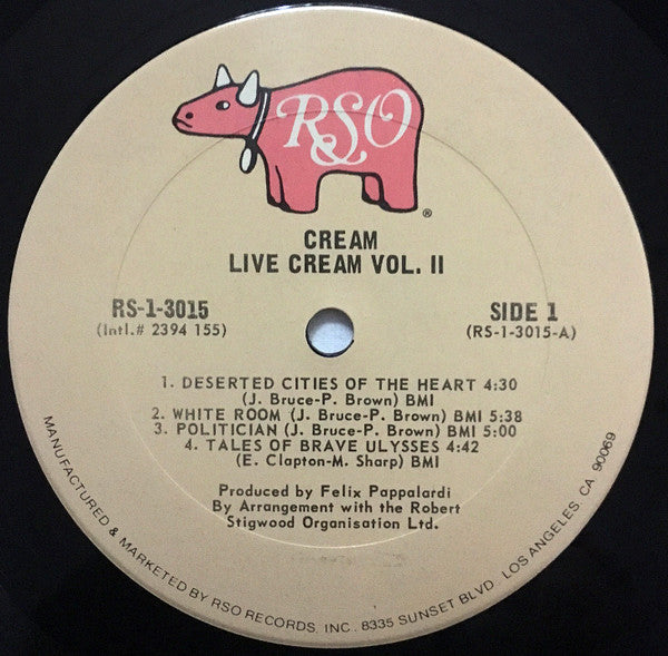 Cream (2) : Live Cream Volume II (LP, Album, RE, San)