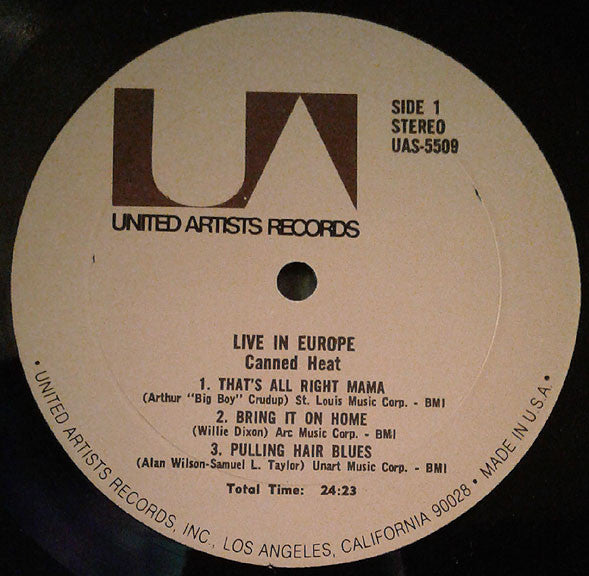 Canned Heat : Live In Europe (LP, Album, Gat)