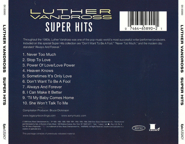 Luther Vandross : Super Hits (CD, Comp)