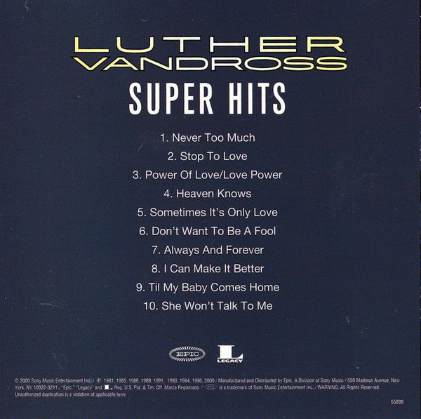Luther Vandross : Super Hits (CD, Comp)