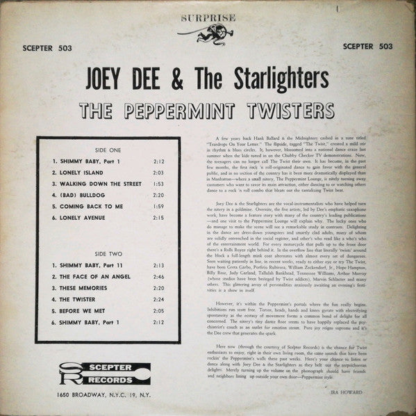 Joey Dee & The Starlighters* : The Peppermint Twisters (LP, Album, Mono, All)
