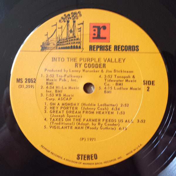 Ry Cooder : Into The Purple Valley (LP, Album, Gat)