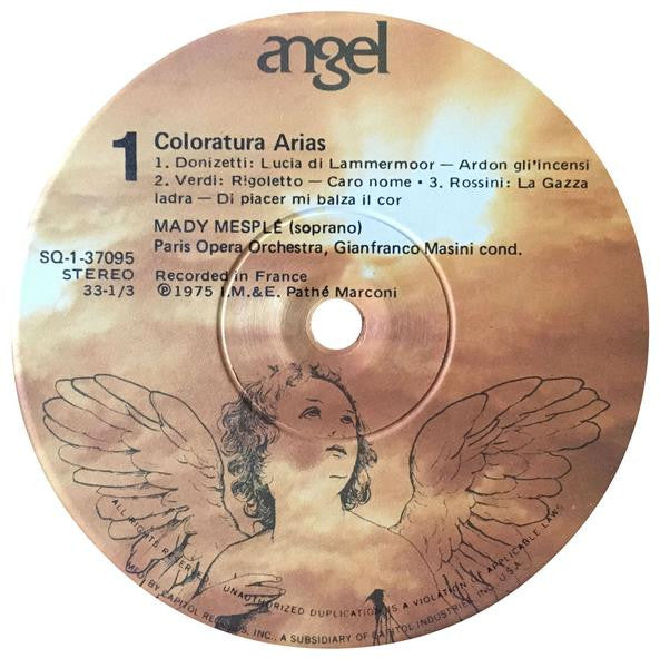Mady Mesplé - Orchestre National De L'Opéra De Paris, Gianfranco Masini : Coloratura Arias (LP, Album)