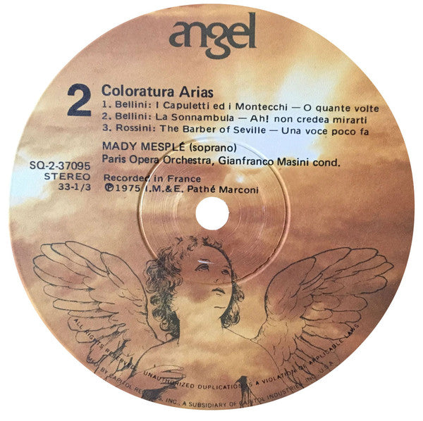 Mady Mesplé - Orchestre National De L'Opéra De Paris, Gianfranco Masini : Coloratura Arias (LP, Album)
