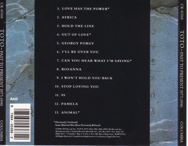 Toto : Past To Present 1977-1990 (CD, Comp)