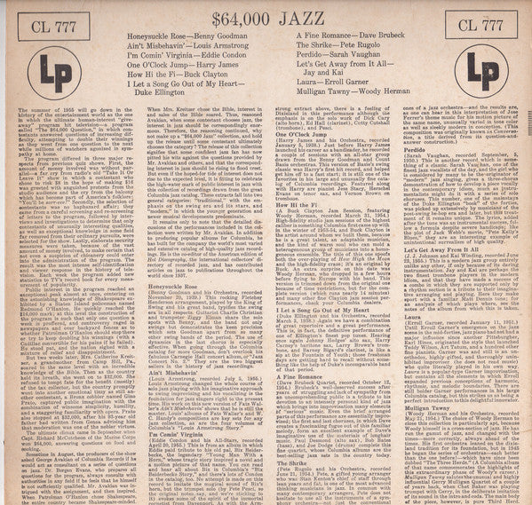Various : $64,000 Jazz (LP, Comp, Mono, Los)