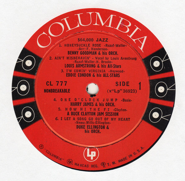 Various : $64,000 Jazz (LP, Comp, Mono, Los)