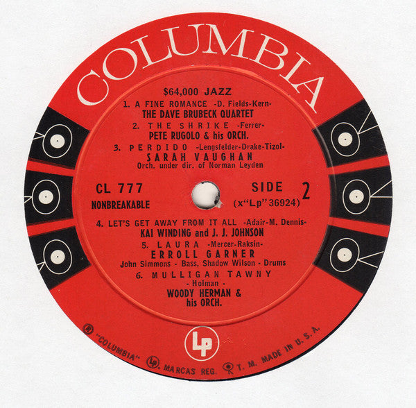 Various : $64,000 Jazz (LP, Comp, Mono, Los)