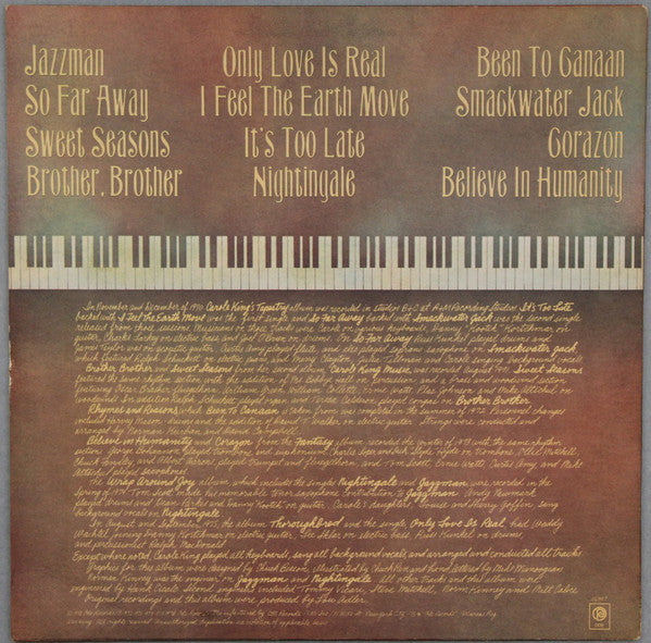 Carole King : Her Greatest Hits (Songs Of Long Ago) (LP, Comp, Art)