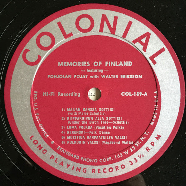 Pohjolan Pojat With Walter Eriksson : Memories Of Finland (LP, Album, Mono)