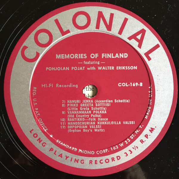 Pohjolan Pojat With Walter Eriksson : Memories Of Finland (LP, Album, Mono)