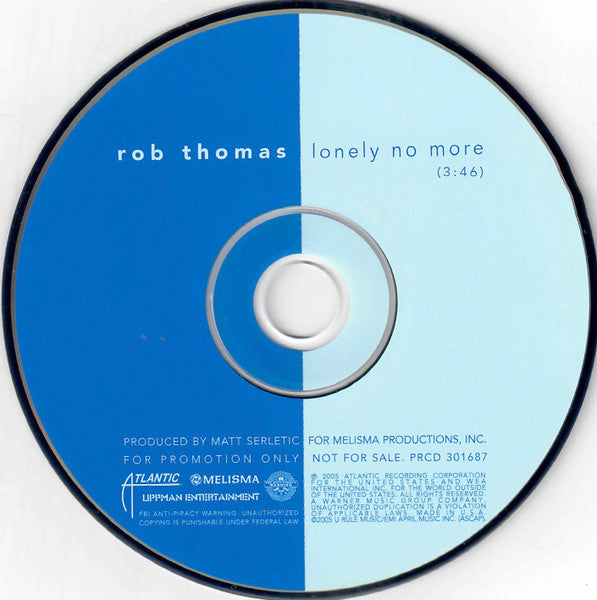 Rob Thomas : Lonely No More (CD, Single, Promo)