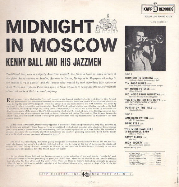 Kenny Ball And His Jazzmen : Midnight In Moscow (LP, Album, Mono)
