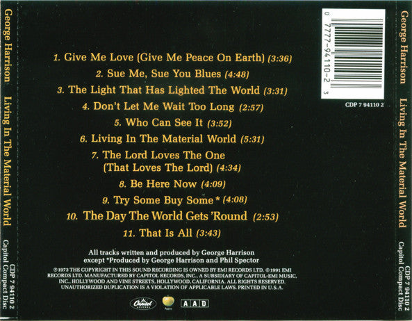 George Harrison : Living In The Material World (CD, Album, RE)