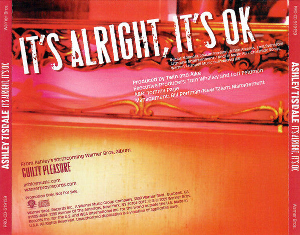 Ashley Tisdale : It's Alright, It's OK (CD, Single, Promo)