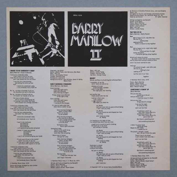 Barry Manilow : Barry Manilow II (LP, Album, Aud)