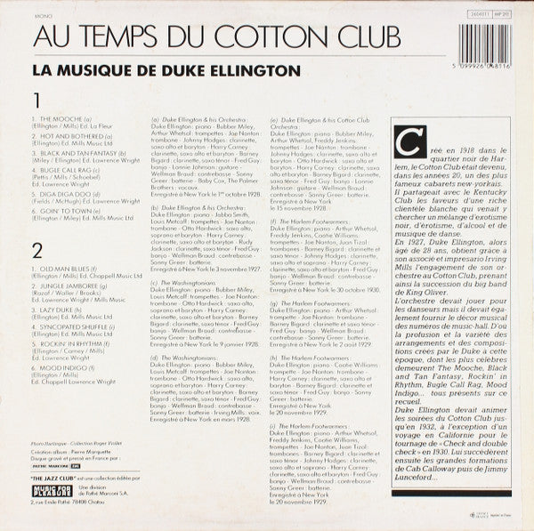 Duke Ellington : Au Temps du Cotton Club (LP, Comp, Mono)