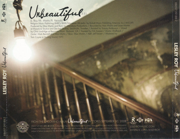 Lesley Roy : Unbeautiful (CD, Single, Promo)
