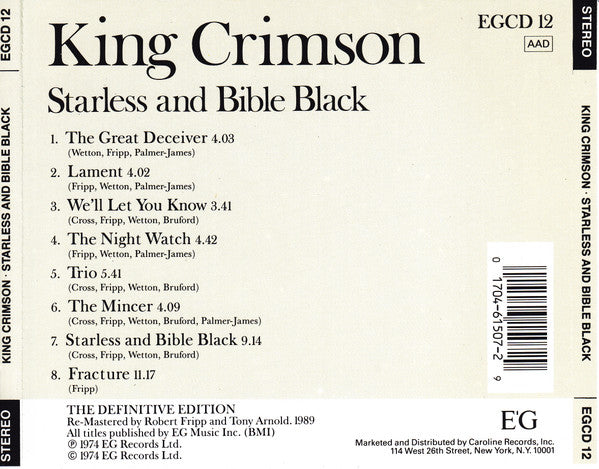 King Crimson : Starless And Bible Black (CD, Album, RE, RM)