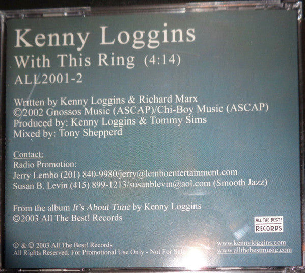 Kenny Loggins : With This Ring (CD, Single, Promo)