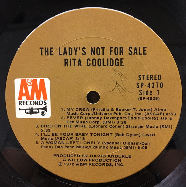Rita Coolidge : The Lady's Not For Sale (LP, Album, Ter)