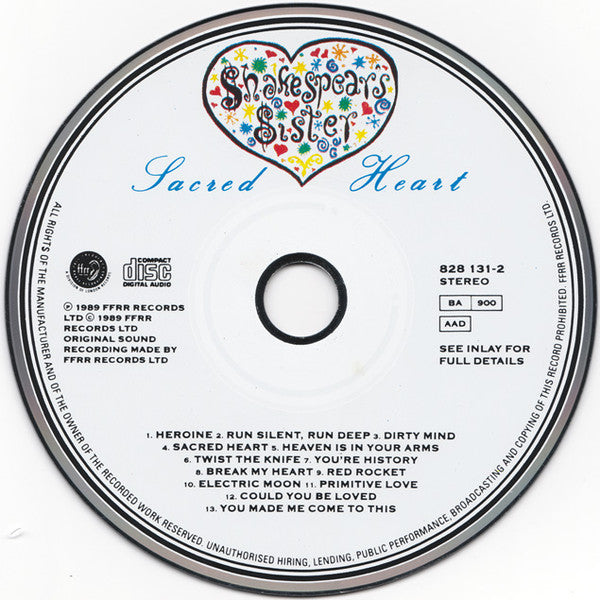Shakespear's Sister : Sacred Heart (CD, Album, RP)