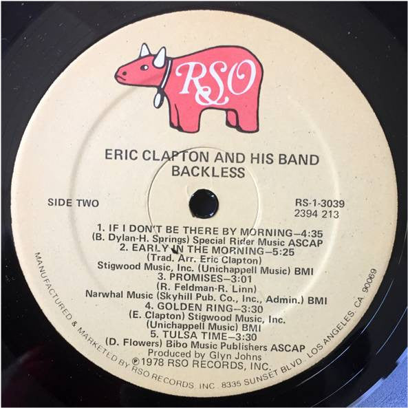 Eric Clapton : Backless (LP, Album, GRT)