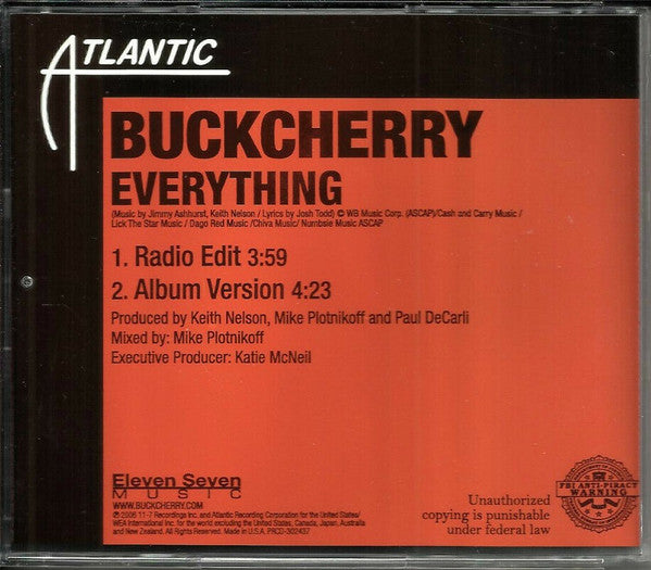 Buckcherry : Everything (CD, Single, Promo)