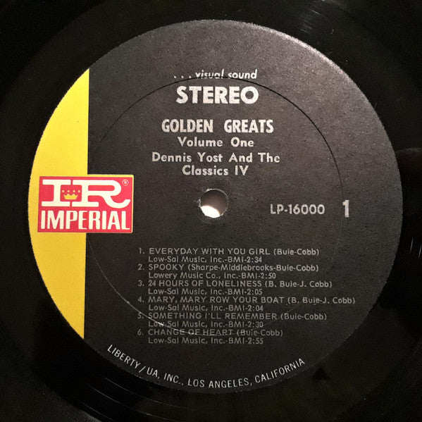 Dennis Yost & The Classic IV* : Golden Greats Volume 1 (LP, Comp, Gat)