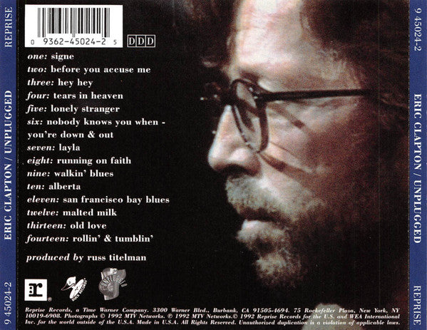 Eric Clapton : Unplugged (CD, Album, ARC)