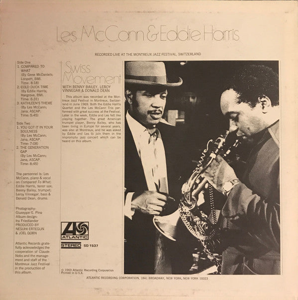 Les McCann & Eddie Harris : Swiss Movement (LP, Album, RE, RI )