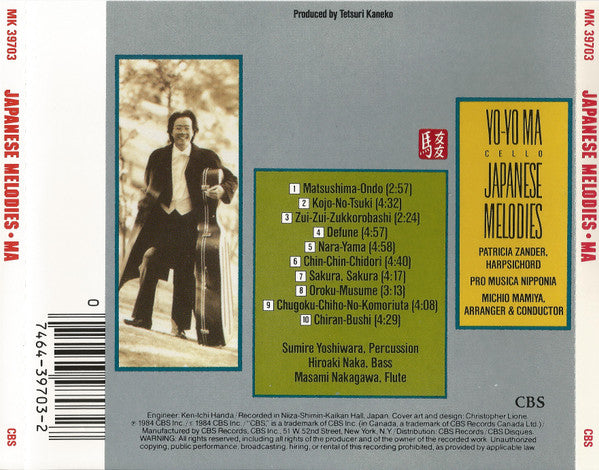 Yo-Yo Ma : Japanese Melodies (CD, Album, RE)
