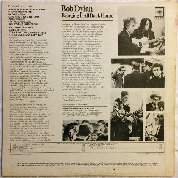 Bob Dylan : Bringing It All Back Home (LP, Album, Mono, RP)