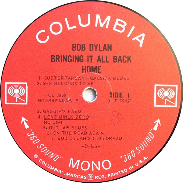 Bob Dylan : Bringing It All Back Home (LP, Album, Mono, RP)