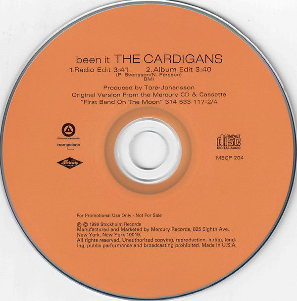 The Cardigans : Been It (CD, Single, Promo)