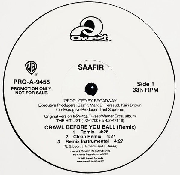 Saafir : Crawl Before You Ball (Remix) (12", Promo)