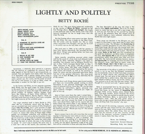 Betty Roché : Lightly And Politely (LP, Album, RE)