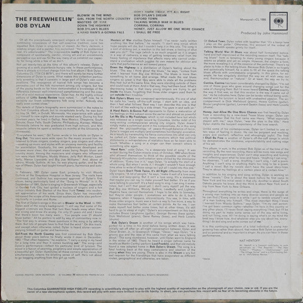 Bob Dylan : The Freewheelin' Bob Dylan (LP, Album, Mono)