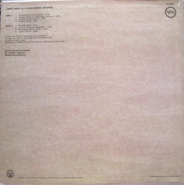Jimmy Smith : In A Plain Brown Wrapper (LP, Album)