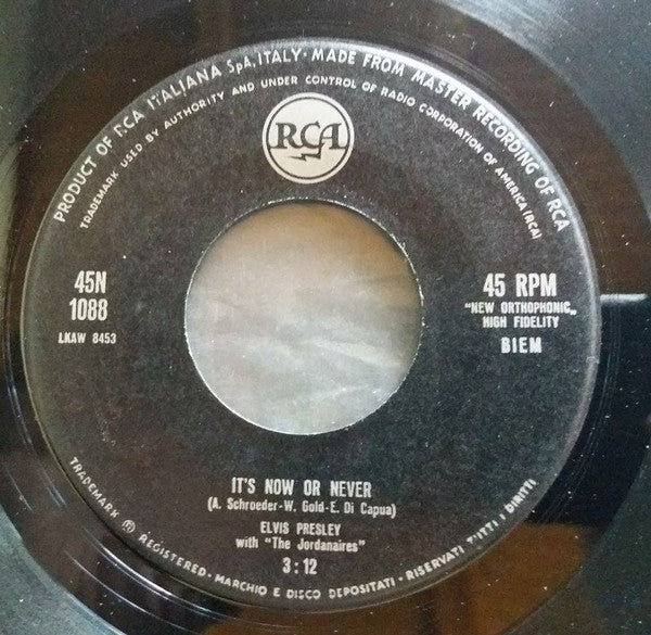 Elvis Presley : It's Now Or Never  (7", Single, Mono)