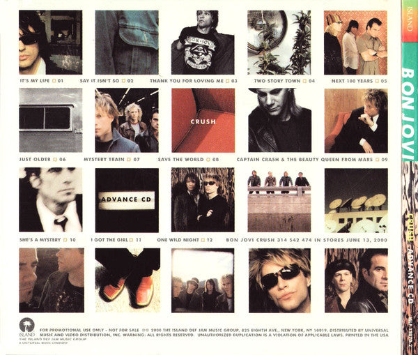 Bon Jovi : Crush (CD, Advance, Album, Promo)