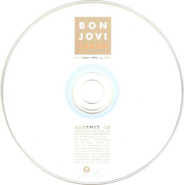 Bon Jovi : Crush (CD, Advance, Album, Promo)