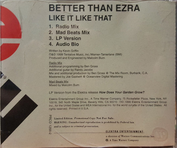 Better Than Ezra : Like It Like That (CD, Single, Ltd, Promo)