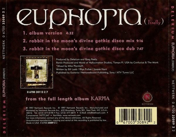 Delerium : Euphoria (Firefly) (CD, Single)