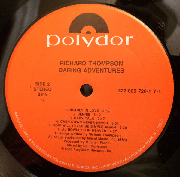 Richard Thompson : Daring Adventures (LP, Album, 57 )