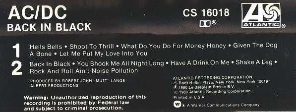 AC/DC : Back In Black (Cass, Album)