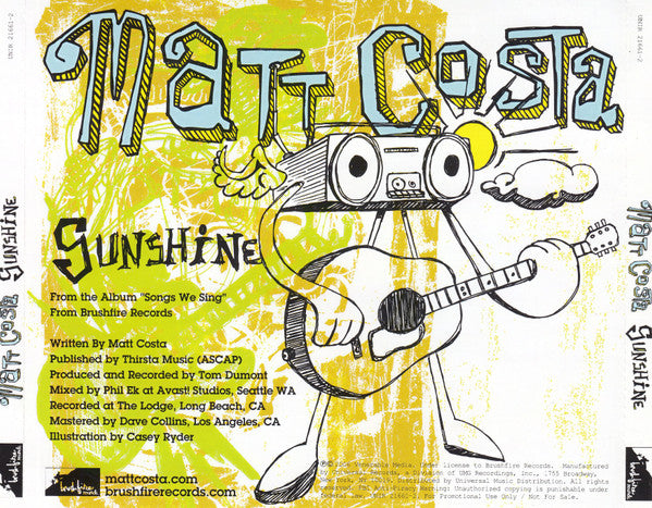 Matt Costa : Sunshine  (CD, Single, Promo)