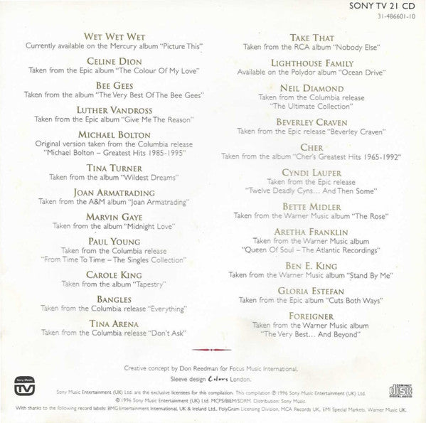 Various : The All Time Greatest Love Songs Of The 60's, 70's, 80's & 90's (2xCD, Comp)
