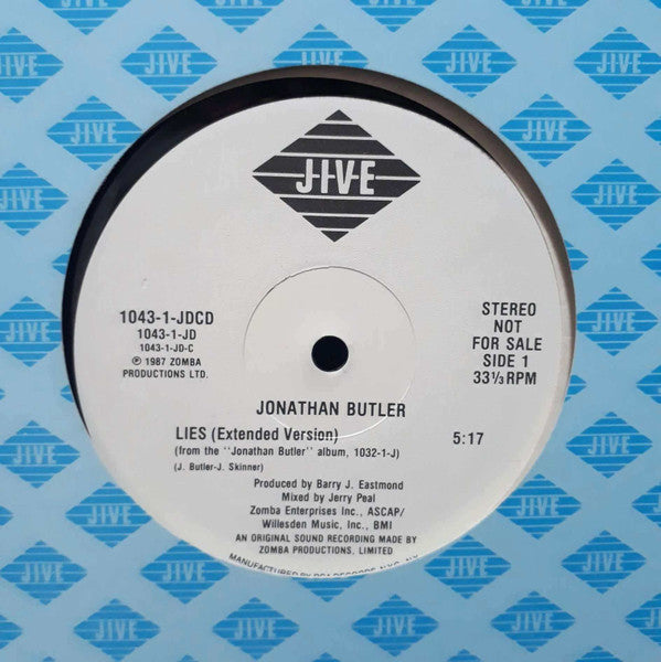 Jonathan Butler : Lies (12", Single, Promo)